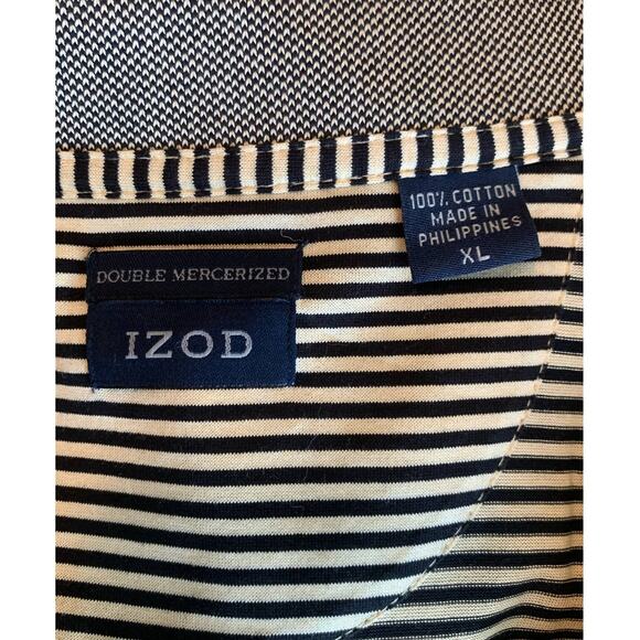 Izod black cream stripes short sleeves polo shirt size XL - Picture 3 of 5